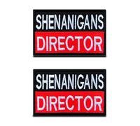 2 Pieces Shenanigans Director Patch Funny Combat Morale Applique Hook & Loop Embroidered Fastener Biker Emblem for Clothes Clothing Jacket Jeans Vest Uniform Airsoft Dog Harness