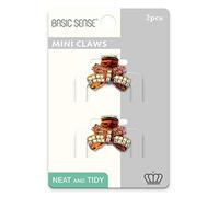 2 Pieces Shiny Mini Diamante Crystal Butterfly 1.18inch -3cm Hair Claw Clips Clamp, Tortoise Brown