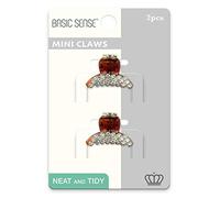 2 Pieces Shiny Mini Diamante Crystal Diagonal Line Half Moon 1.18inch -3cm Hair Claw Clips Clamp, Tortoise Brown