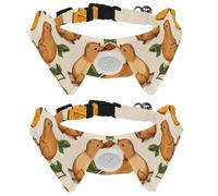 2 Pieces Shirt Style Dog Collar, Cartoon Capybaras with Citrus Adjustable Pet Collars with Bow Tie, Cute Cat Bow Tie for Small Medium Boys Girls Cats Dogs Puppies