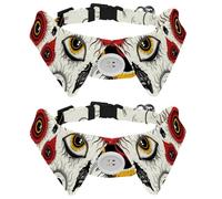 2 Pieces Shirt Style Dog Collars, Adjustable Pet Collar with Bow Tie, Halloween Eyeball Cute Cat Bow Tie Ring for Small Medium Boys Girls Cats Dogs Puppies