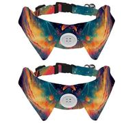 2 Pieces Shirt Style Dog Collars, Galaxy Universe Planet Adjustable Pet Collar with Bow Tie, Cute Cat Bow Tie Ring for Small Medium Boys Girls Cats Dogs Puppies