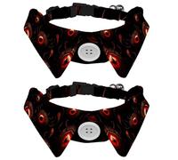 2 Pieces Shirt Style Paw Dog Collar, Halloween Eyeball Adjustable Bow tie Dog Collar, Elegant Pet Bowties for Small Puppy and Cats, Length 11.2-12.2 Inches