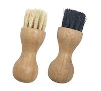 2 Pieces Shoe Polish Applicator Brushes Wooden Handle Bristles Pig Hair Brushes Premium Shoe Brushes for Garments Boots Shoes