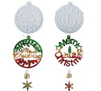 2 Pieces Silicone Christmas Hanging Decor Resin Epoxy Mold, Crystal Jewelry Casting Mould Xmas Party Wind Chime Ornament Pendant Making Molds DIY Craft Tool Handmade Gift