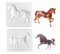 2 Pieces Silicone Horse Cake Fondant Mold, Sugarcraft Decorating Chocolate Baking Mould Tool Candy Clay Craft Gum Paste Birthday Party Decor Resin Molds