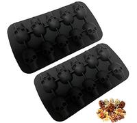 2 Pieces Silicone Ice Cube Shape Skull,3D Skull Silicone Ice Cube,Skull Ice Cube Tray Mould,Suitable for Whiskey, Cocktails and Any Beverages (10 Cells)