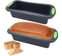 2 Pieces Silicone Loaf Tin, 28 x 12 x 6.5 cm 2lb Bread Tin Pan for Baking, Food Grade Nonstick Silicone Grey Rectangle Baking Moulds for Baking Banana Bread, Meat Loaf, Pound Cake Oven Air Fryer