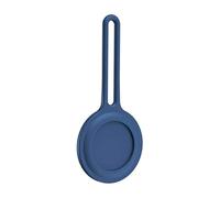 2 Pieces Silicone Loop Holder Keyring Carry Case for Apple AirTag, Soft Liquid Silicone, Scratch-Resistant, Washable, White/Pink/Red/Black/Green/Grey/Blue (Blue)