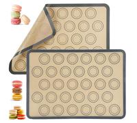 2 Pieces Silicone Macaron Baking Mat Non Stick Baking Mat, Thick Silicone Baking Mats Sheet, Reusable Easy to Clean Baking Tray for Pizza, Macarons, Biscuits, Cakes, Gray