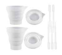 2 Pieces Silicone Measuring Cup with 5 Droppers, Collapsible Detergent Dispenser, Reusable Liquid Dosing Container