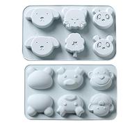 2 Pieces Silicone Moulds, 6 Cavities Forest Animal Series Silicone Moluds for Making Cakes, Chocolate, Biscuit, Ice Cubes, Jelly Pudding for Children's Food Supplement, DIY Handmade Soap