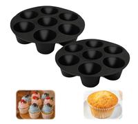 2 Pieces Silicone Muffin Trays 7 Cup Air Fryer Muffin Tray 5 cm Silicone Cupcake Tray Round Muffin Cases Non Stick Baking Mould Air Fryer Cake Molds Cups Cupcake Moulds for Yorkshire Pudding Baking