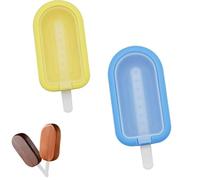 2 Pieces Silicone Popsicle Molds with Sticks - Reusable Ice Lolly Molds, Homemade Ice Pop Molds Set, DIY Dessert Moulds, a Convenient Kitchen Tool (Yellow, Blue)