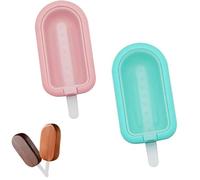 2 Pieces Silicone Popsicle Molds with Sticks - Reusable Ice Lolly Molds, Homemade Ice Pop Molds Set, DIY Dessert Moulds, a Convenient Kitchen Tool (Pink, Green)
