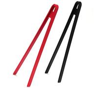 2 Pieces Silicone Trivet Tongs, 11.4inch Barbecue Tongs Heat Resistant Anti-Slip Non-Stick Food Grade Kitchen Accessories Utensils for BBQ Grilling Salad Toast (Red + Black)