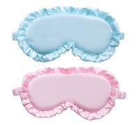 2 Pieces Silk Sleep Mask Eye Mask for Sleeping Eye Sleep Protection for Yoga Travel Blocking Light (Pink+Blue)