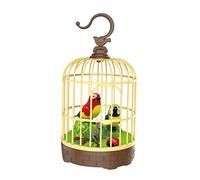 2 Pieces Singing Bird Parrot Cage Toys Electric Pet Chirping Bird Swing Toy Sound Activated Movements Suitable for Children Desktop Display, Red and