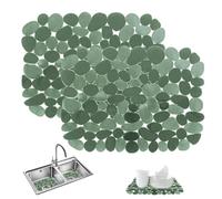 2 Pieces Sink Protector Mats, 40x30cm PVC Pebble Sink Protector,