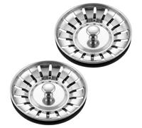 2 Pieces Sink Strainer - 304 Stainless Steel & Brass Chrome-Plated - Universal Drain Strainer 78mm with 18 Anti-Clogging Slits, Kitchen Sink Strainer with Quick Drainage
