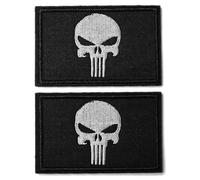 2 Pieces Skull Punisher Patches Dead Skull Patch Tactical Embroidered Patchs Hook and Loop Applique for Military Uniform Tactical Bag Jacket Jeans Hat