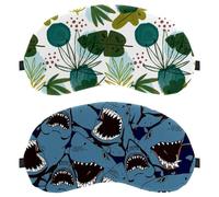 2 Pieces Sleep Eye Mask for Side Sleeper, Sea Angry Shark Teeth Blue Pattern Sleeping Mask, Light Blocking Eye Mask, Soft Eye Shade Cover for Travel, Nap, Plane