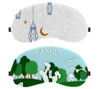 2 Pieces Sleep Eye Mask for Side Sleeper, Sleeping Mask, a Happy Family of Three in The Park Green Light Blocking Eye Mask, Soft Eye Shade Cover for Travel, Nap, Plane