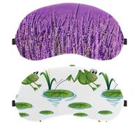 2 Pieces Sleep Eye Mask for Side Sleeper, Sleeping Mask, Frog Jumped in The Lotus Leaf Light Blocking Eye Mask, Soft Eye Shade Cover for Travel, Nap, Plane