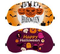 2 Pieces Sleep Eye Mask for Side Sleeper, Sleeping Mask, Hand Drawn Halloween Ghost Pumpkin Light Blocking Eye Mask, Soft Eye Shade Cover for Travel, Nap, Plane