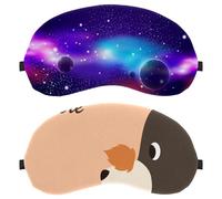 2 Pieces Sleep Eye Mask for Side Sleeper, Sleeping Mask, Light Blocking Eye Mask, Autumn is Here Hand Drawn Bear Soft Eye Shade Cover for Travel, Nap, Plane