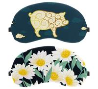2 Pieces Sleep Eye Mask for Side Sleeper, Sleeping Mask, Natural Daisy in Dark Background Light Blocking Eye Mask, Soft Eye Shade Cover for Travel, Nap, Plane