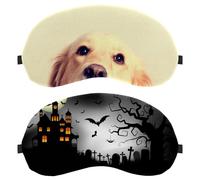 2 Pieces Sleep Mask, Black Spooky Castle Full Moon Halloween Light Blocking Sleeping Eye Mask for Women Men, Night Blindfold, Breathable Eye Mask Cover