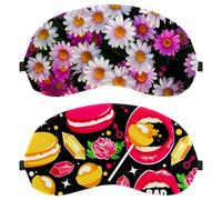 2 Pieces Sleep Mask, Candy Lips Roses Sweet Pattern Light Blocking Sleeping Eye Mask for Women Men, Night Blindfold, Breathable Eye Mask Cover