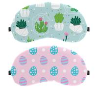 2 Pieces Sleep Mask, Colorful Eggs Completely Block Out Light Eye Mask for Side Sleeper, Zero Eye Pressure Night Blindfold, Adjustable Eye Shade Cover