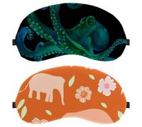 2 Pieces Sleep Mask, Completely Block Out Light Eye Mask for Side Sleeper, Fresh Orange Flower Baby Elephant Zero Eye Pressure Night Blindfold, Adjustable Eye Shade Cover