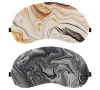 2 Pieces Sleep Mask, Completely Block Out Light Eye Mask for Side Sleeper, Marble Texture Art Abstract Zero Eye Pressure Night Blindfold, Adjustable Eye Shade Cover