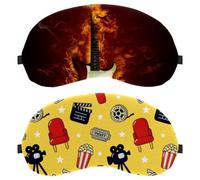 2 Pieces Sleep Mask, Completely Block Out Light Eye Mask for Side Sleeper, Zero Eye Pressure Night Blindfold, Cinema Pattern Adjustable Eye Shade Cover
