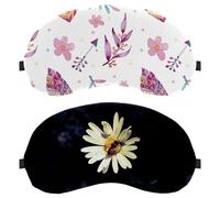 2 Pieces Sleep Mask, Completely Block Out Light Eye Mask for Side Sleeper, Zero Eye Pressure Night Blindfold, Flower Black Adjustable Eye Shade Cover