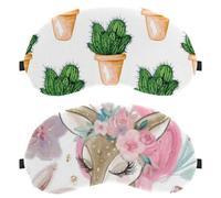 2 Pieces Sleep Mask Cover, Cute Animal Sika Deer Eye Mask for Men Women, Breathable Sleeping Eye Masks, Zero Eye Pressure for Sleeping