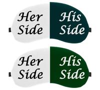 2 Pieces Sleep Mask Cover, Eye Mask for Men Women, Her Side and His Side White Dark Green Breathable Sleeping Eye Masks, Zero Eye Pressure for Sleeping