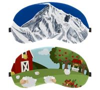 2 Pieces Sleep Mask Cover Farm Landscape Sheeps, Eye Mask for Men Women, Breathable Sleeping Eye Masks, Zero Eye Pressure for Sleeping