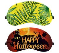 2 Pieces Sleep Mask Cover Happy Halloween Background Full Moon, Eye Mask for Men Women, Breathable Sleeping Eye Masks, Zero Eye Pressure for Sleeping
