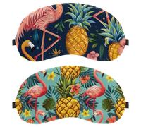 2 Pieces Sleep Mask Cover, Pineapple Floral Flamingo Eye Mask for Men Women, Breathable Sleeping Eye Masks, Zero Eye Pressure for Sleeping