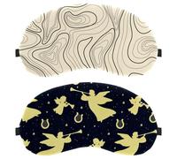 2 Pieces Sleep Mask Cover, Vintage Angels Harps Trumpets Eye Mask for Men Women, Breathable Sleeping Eye Masks, Zero Eye Pressure for Sleeping