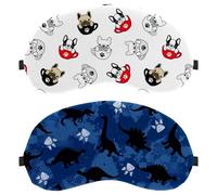 2 Pieces Sleep Mask, Dinosaur Blue Footprint Completely Block Out Light Eye Mask for Side Sleeper, Zero Eye Pressure Night Blindfold, Adjustable Eye Shade Cover