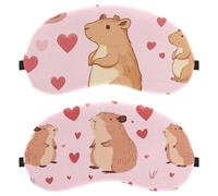 2 Pieces Sleep Mask, Eye Mask for Men Women, Capybaras and Pink Heart No Pressure Night Eye Cover, Breathable Sleeping Eye Mask, Light Blocking