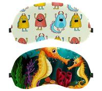 2 Pieces Sleep Mask, Eye Mask for Men Women, Cute Two Seahorses Unde The Sea No Pressure Night Eye Cover, Breathable Sleeping Eye Mask, Light Blocking