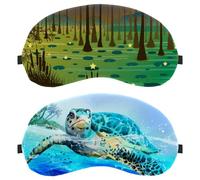 2 Pieces Sleep Mask, Eye Mask for Men Women, No Pressure Night Eye Cover, Blue Ocean Sea Turtle Breathable Sleeping Eye Mask, Light Blocking