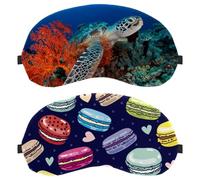 2 Pieces Sleep Mask, Eye Mask for Men Women, No Pressure Night Eye Cover, Macarons Cake Pattern Heart Navy Breathable Sleeping Eye Mask, Light Blocking