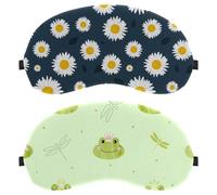 2 Pieces Sleep Mask, Eye Mask for Men Women, Princess Frog Crown Dragonfly Light Green No Pressure Night Eye Cover, Breathable Sleeping Eye Mask, Light Blocking
